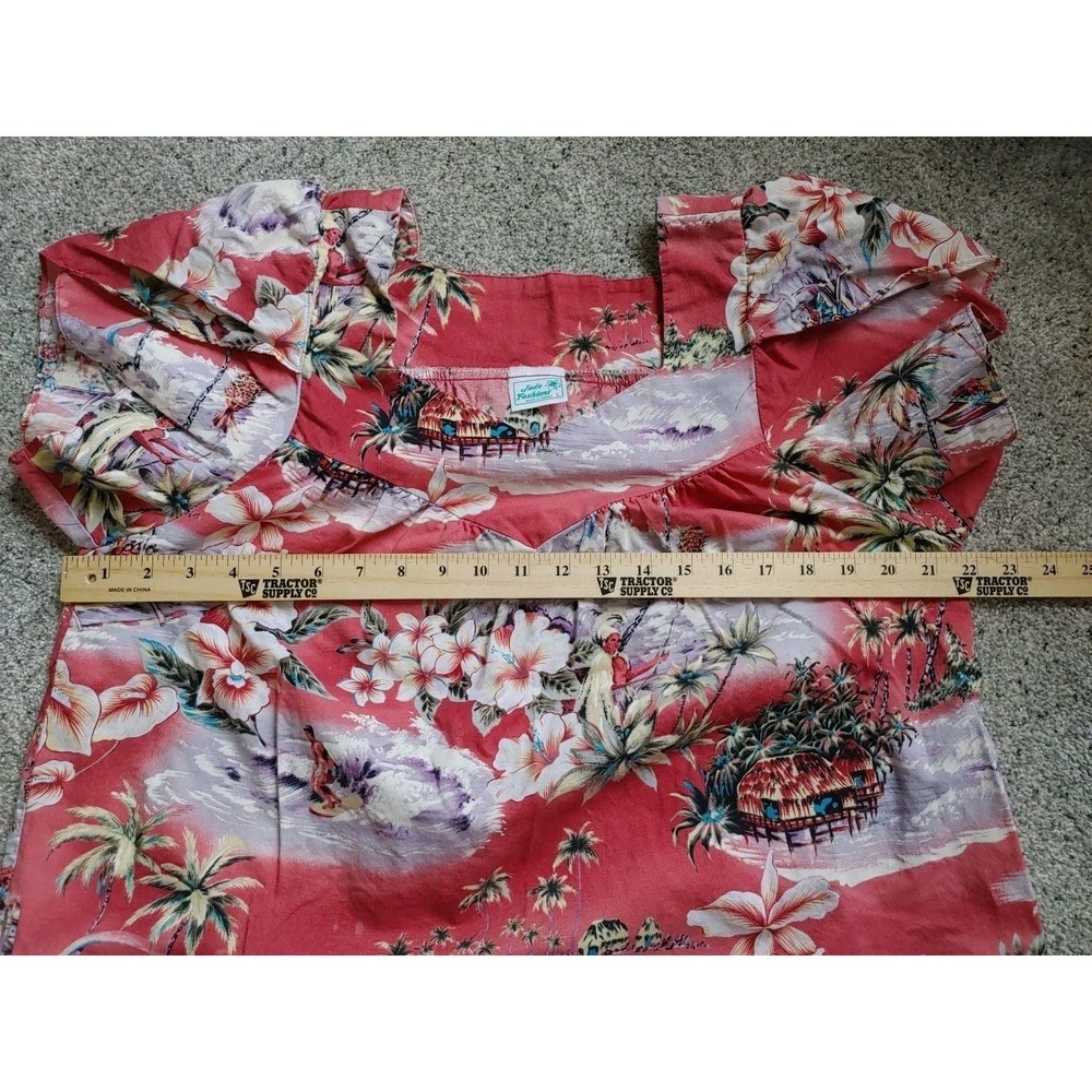 Rare Vtg Jade Fashion Authentic Hawaii Island Tropical Sunset Muumuu Resort Sz L - Picture 7 of 8